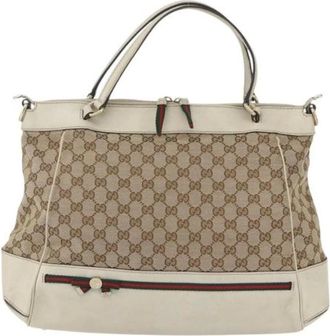 Gucci Pre-owned Handbags, female, Beige, Size: ONE SIZE Pre-owned Vintage Canvas Handbag