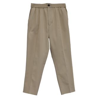 Ami Mid-Rise Tapered Trousers in Beige Cotton