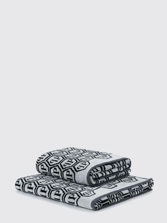 Philipp Plein Set 2 asciugamani in spugna di cotone con logo Hexagon jacquard