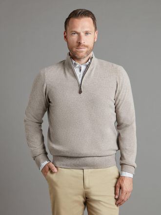Oliver Brown Cairns Quarter-Zip Jumper - Mushroom