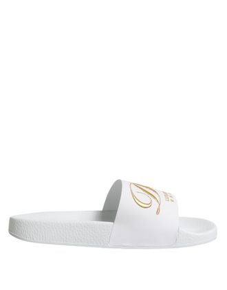 Dolce & Gabbana White Leather Slides Sandals Beachwear Mens Shoes