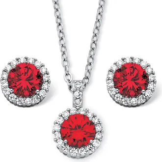 Palm Beach Jewelry 4.30 TCW Birthstone CZ Silvertone Jewelry Set