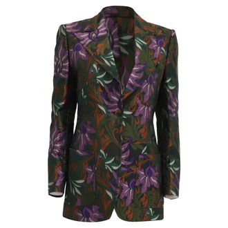 Dries Van Noten Printed Blazer in Multicolor Acetate