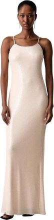 Patrizia Pepe Sequin Maxi Jurk - Dames - Avondkleed - Beige - XS - Polyester - Kleedjes