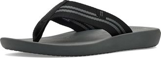 FitFlop Iqushion Two-Stripe Webbing Flip-Flops Mens Wedge Shoes Black/Charcoal : 12.5 M (D), Synthetic