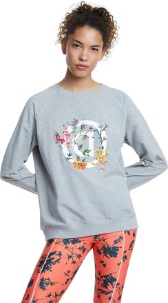 Desigual Sport Crewneck Logo Street Garden Sweater Grey Reverse D & Flowers L