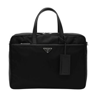 Prada Tassen, Heren, Zwart, ONE Size, Nylon, Re-Nylon en Saffiano Werktas