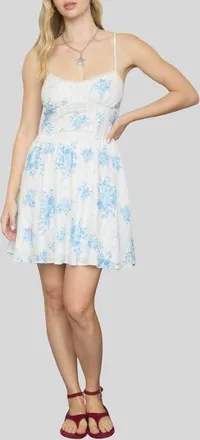 Blu Pepper Floral Print Minidress in Blue at Nordstrom, Size Medium
