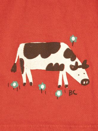 Bobo Choses Girls Short Cotton T-Shirt With Logo Red Organic T-Shirts And Polos