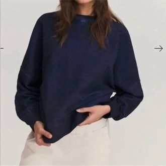 Something Navy Oversized Reversed Jersey Sweatshirt In Navy