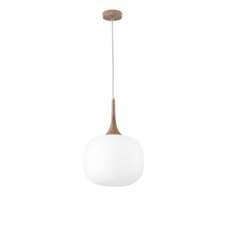 Luce-Ambiente-Design Jaipur suspension in Wood-Colored Metal and White Glass Diffuser 30 Cm