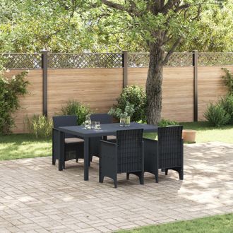 Berkfield Home 5 Piece Garden Dining Set with Cushions Anthracite Poly Rattan