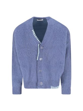 BONSAI Mohair-Blend Cardigan - Blue With Embroidery