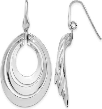 Diamond2Deal Sterling Silver Polished and Brushed Drop Dangle Earring