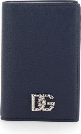 Dolce & Gabbana Grained Logo Trochon - Heren - Portefeuilles - Blauw - ONE Size - Leer - Accessoires