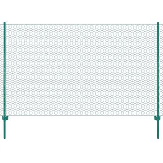 Berkfield Home Wire Mesh Fence with Posts Steel 25x2 m Green