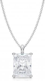 Allurez Radiant Lab Diamond 4-Prong Necklace 14K White Gold (3.50ct)