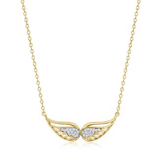 Ross-Simons Diamond Angel Wings Necklace in 18kt Gold Over Sterling