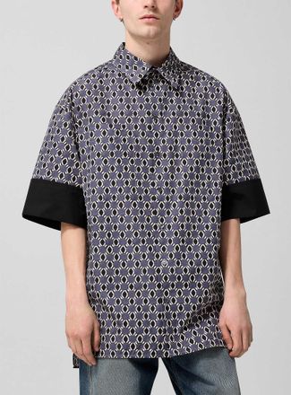 Lanvin Mens Contrasting sleeves geometric pattern loose shirt