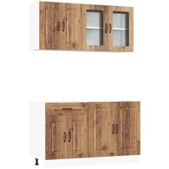 vidaXL Vidaxl - Mueble Cocina Kalmar Madera Vieja 4 Pzas Madera Contrachapada