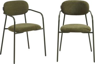 Pantone Lote de 2 sillas con tapizado y patas de metal en color verde oliva