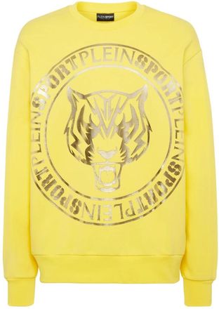 Plein Sport Longsleeve Sweatshirt Tiger - Heren - Sportshirts - Geel - M - Katoen - Fitness