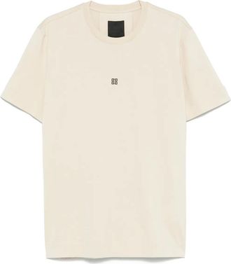Givenchy T-shirt in cotone con ricamo 4G - Toni neutri