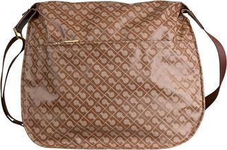 Gherardini Brown Geometric Pattern Leather Crossbody Satchel