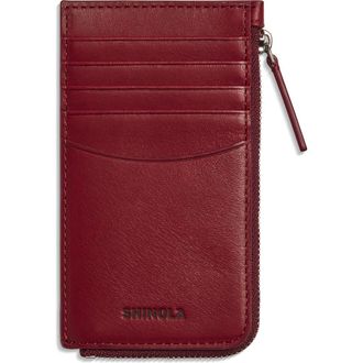 Shinola Leather Zip Around Card Case in Ruby at Nordstrom