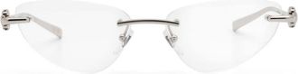 Gucci logo-engraved rimless glasses - unisex - Metal (Other) - 54 - Silver