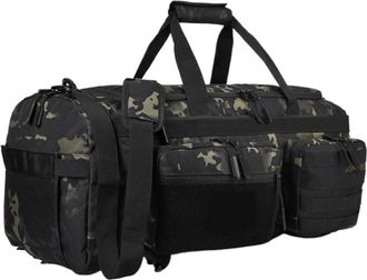 Generic Compatible For 50L 3 in 1 Travel Duffle Bag Men Large Gym Sports Bags Tactical Military Backpack with Shoes Compartment & Wet Pocket(Black CP)