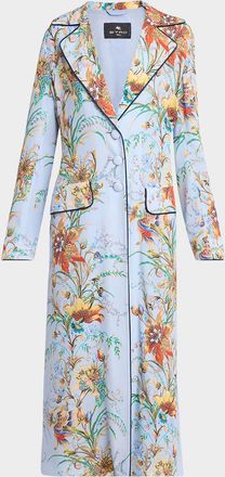 Etro Floral Jersey Single-Breasted Long Coat