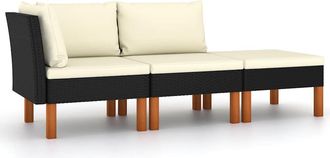 vidaXL Set Muebles De Jard&iacute;n 3 Pzas Rat&aacute;n Sint&eacute;tico Madera Eucalipto Vidaxl
