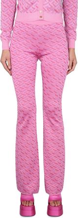 Versace Jacquard Greek Print Silk Trousers - Pink