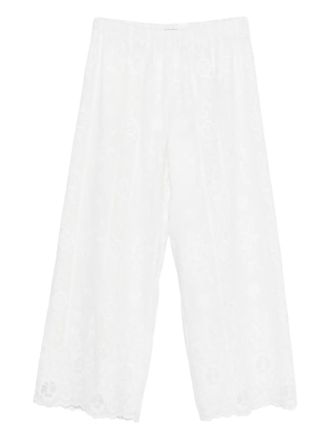 Wales Bonner Willow all-over-lace trousers - White