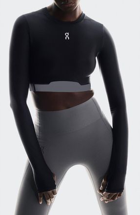 On Train-T Crop Long Sleeve T-Shirt in Black at Nordstrom, Size Xx-Large