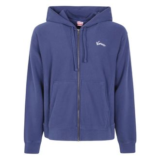 Kenzo Hoodies & sweatvesten, Heren, Blauw, L, Katoen, Eiffeltoren Design Klassieke Rits Hoodie