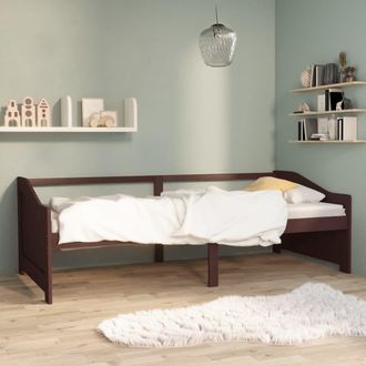 Berkfield Home 3-Seater Day Bed Dark Brown Solid Pinewood 90x200 cm