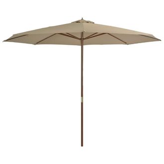 vidaXL Sombrilla De Jard&iacute;n Con Palo De Madera 350 Cm Gris Topo Vidaxl