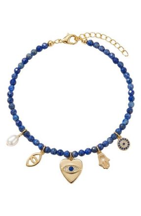 Argento Vivo Spiritual Cultured Pearl Agate Bead Charm Bracelet in Gold at Nordstrom