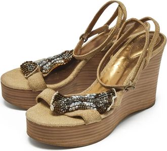 Chlo&eacute; 105 mm sandalen verfraaid met kristallen en sleehak - Beige