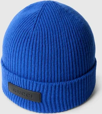 Gucci Rib Wool Hat, Size L, Blue