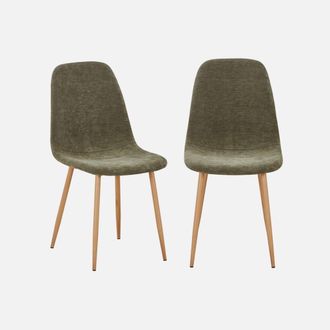 Sweeek Silla De Madera Y Tela Con Patas Color Natural, Set De 2