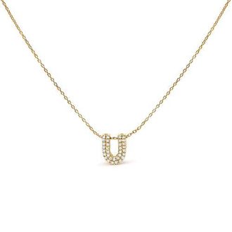 House of Brilliance 10K Gold Diamond Accent A-Z Initial Bubble Pendant Necklace in Yellow | U at Nordstrom