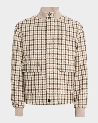 Ermenegildo Zegna Men & apos;s Cashmere Check Hidden-Zip Chore Jacket