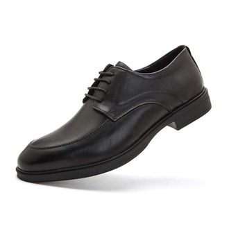 Generic Dress Shoes for Men Lace Up Round Toe Apron Toe Derby Shoes Leather Block Heel Anti-Slip Slip Resistant Wedding(6.5 UK) Black