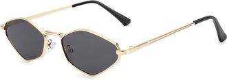 Generic Trendy Metal Small Frame Women Shopping Street Shooting Sunglasses Men Outdoor Commuting Vacation(Gold)