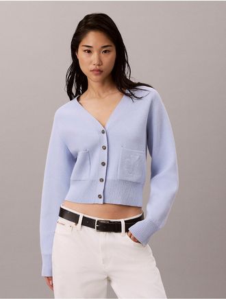 Calvin Klein Jeans Calvin Klein Womens Wool Cotton Raglan Cardigan - Blue - XL