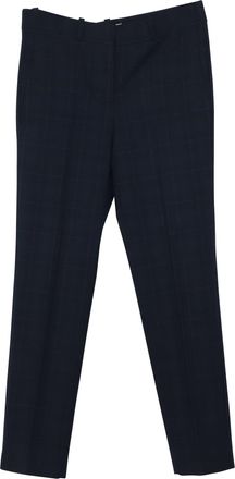 Maje Windowpane Checked Slim Fit Pants in Navy Blue Polyester