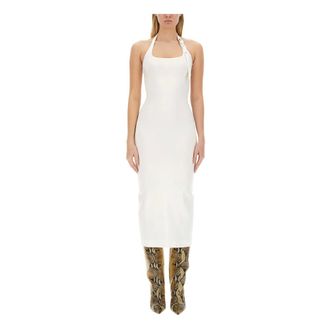 The Attico Buckle-embellished Halterneck Midi Dress - female - The Attico - Midi Dresses - White - M - Dresses